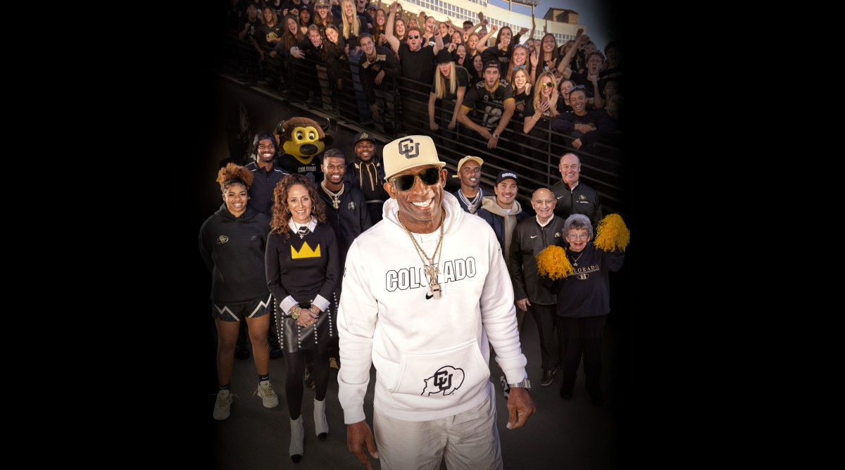 Deion Sanders posing for the SI cover.